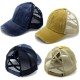 Wholesale Distressed Washed Cotton Criss-Cross Ponytail Baseball Cap Hat for women