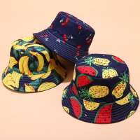 Summer Panama Bucket Hat Harajuku Hip Hop Bucket Cap Fruit Pineapple Banana Watermelon Print Fisherman Hat